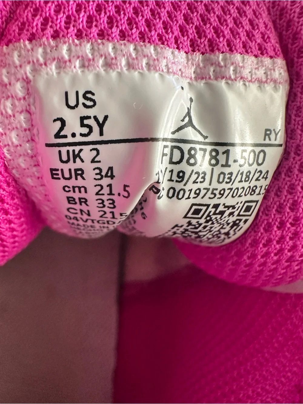 JORDAN 1 MID PS 'FIRE PINK Youth Shoes 2.5Y